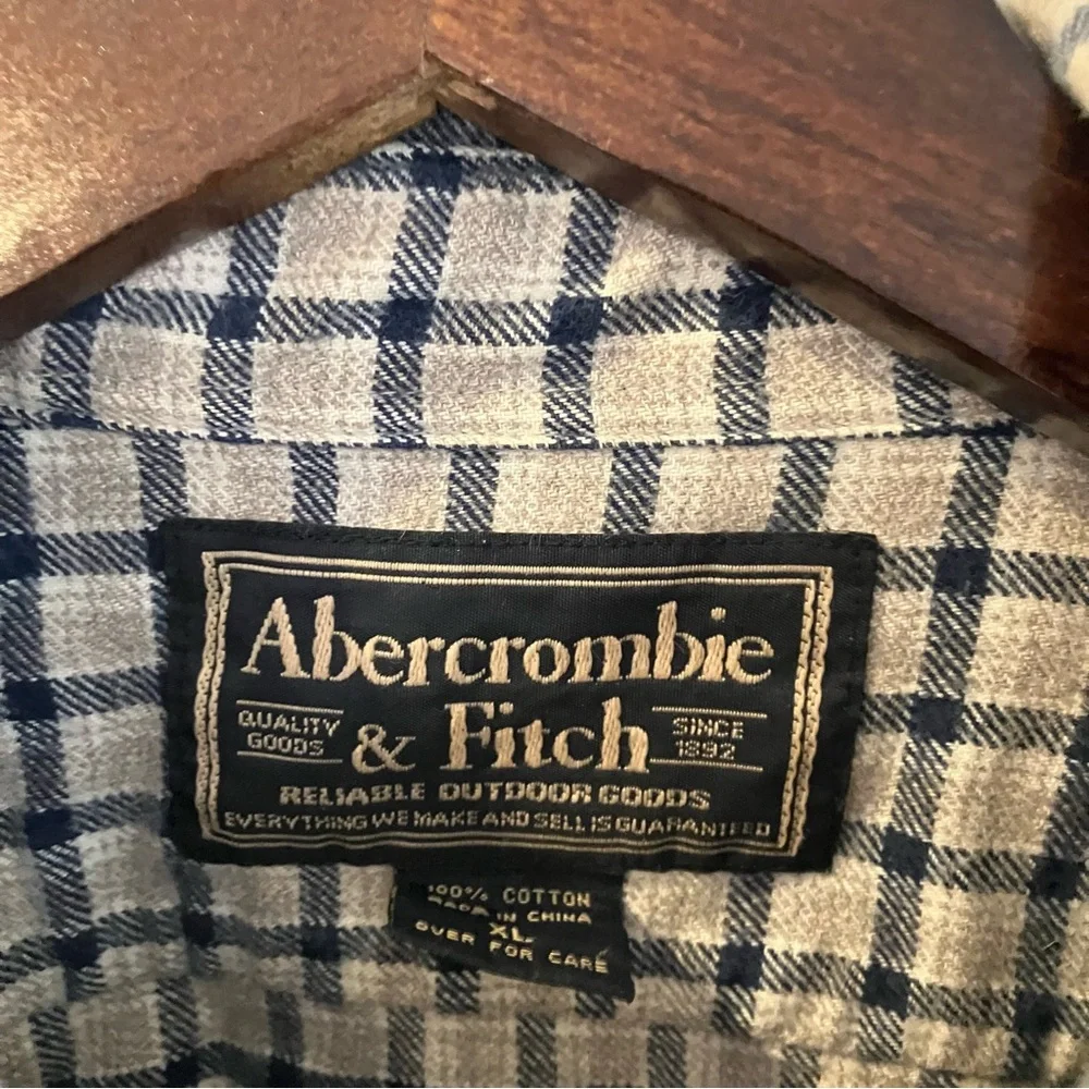 Vintage Abercrombie & Fitch Button Up Flannel Shirt Mens XL Plaid 90s Baggy Long - Picture 2 of 10